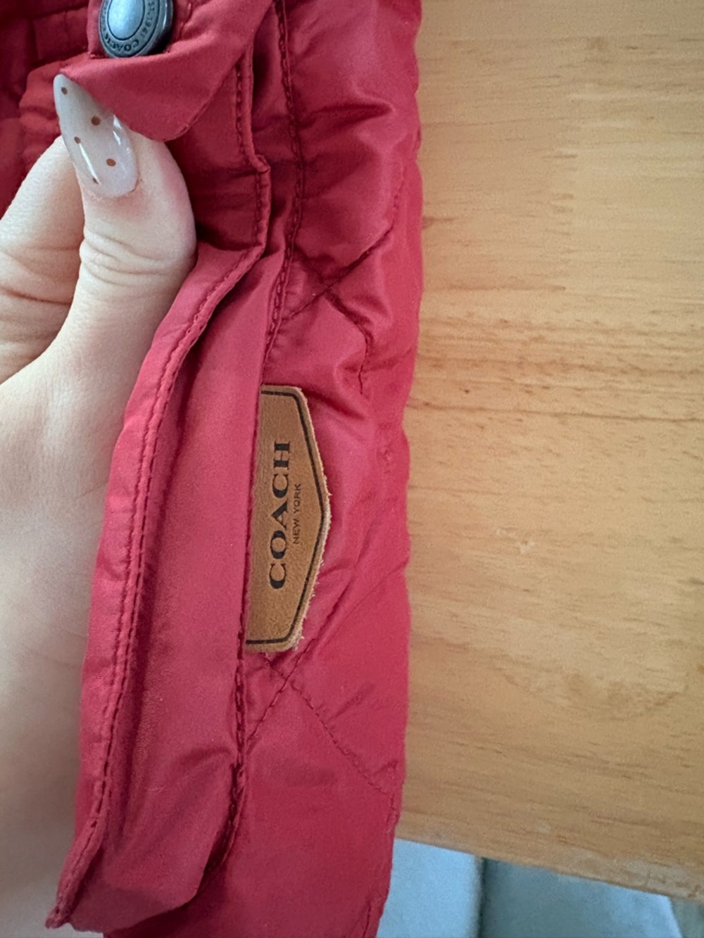 Coach Women's Quilted Red Jacket - Classic Lightweight Coat - Picture 3 of 4